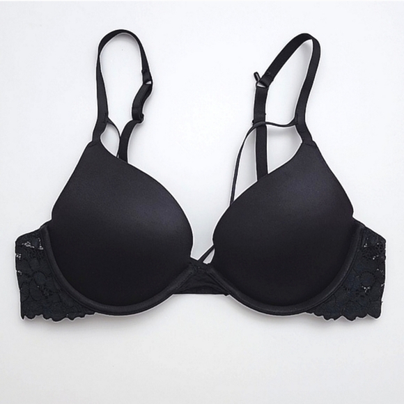 ⭐️2/ $40⭐️ La SENZA Obsession Black Lace Padded Underwire Push Up Bra 32C - Picture 7 of 14